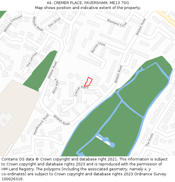 44, CREMER PLACE, FAVERSHAM, ME13 7SG: Location map and indicative extent of plot