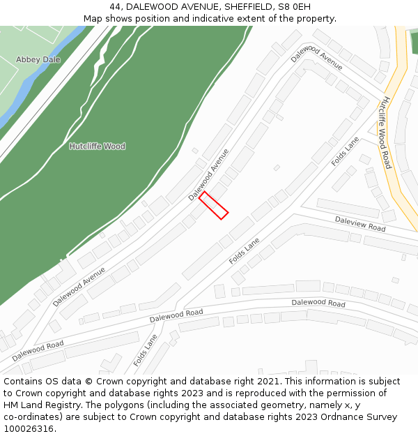 44, DALEWOOD AVENUE, SHEFFIELD, S8 0EH: Location map and indicative extent of plot