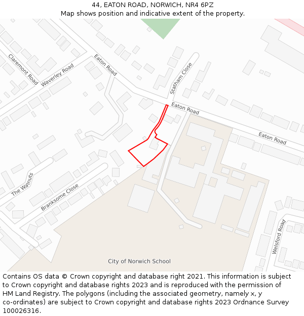 44, EATON ROAD, NORWICH, NR4 6PZ: Location map and indicative extent of plot
