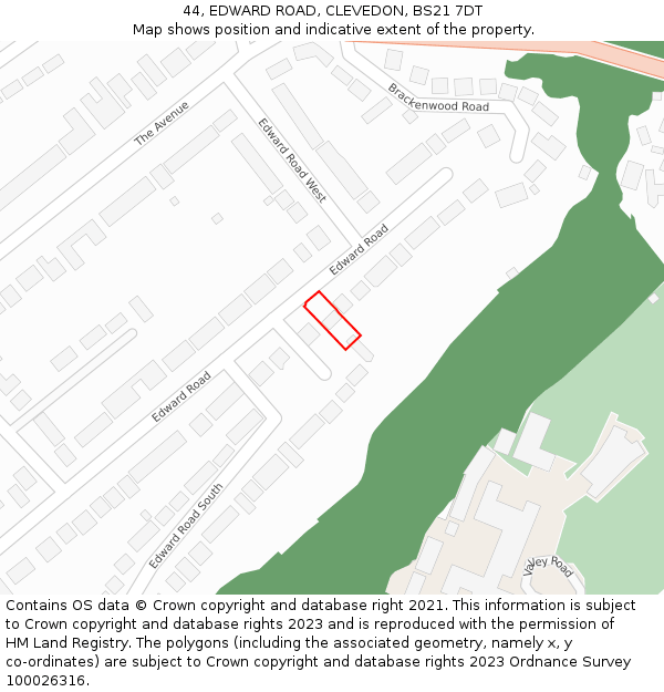 44, EDWARD ROAD, CLEVEDON, BS21 7DT: Location map and indicative extent of plot