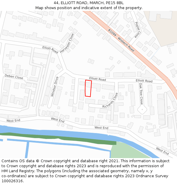 44, ELLIOTT ROAD, MARCH, PE15 8BL: Location map and indicative extent of plot