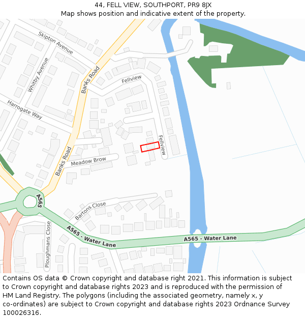 44, FELL VIEW, SOUTHPORT, PR9 8JX: Location map and indicative extent of plot