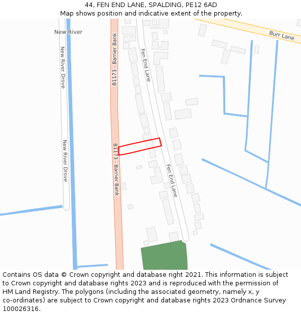 44, FEN END LANE, SPALDING, PE12 6AD: Location map and indicative extent of plot