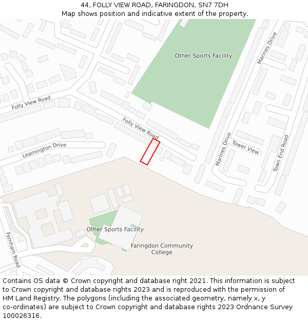 44, FOLLY VIEW ROAD, FARINGDON, SN7 7DH: Location map and indicative extent of plot