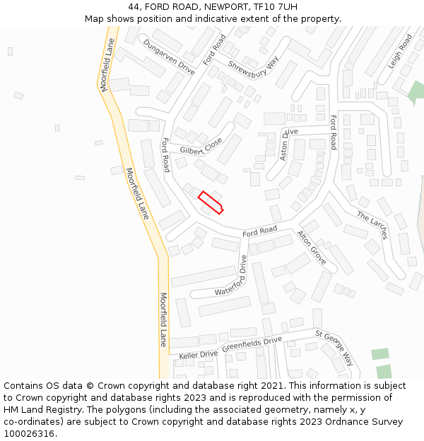44, FORD ROAD, NEWPORT, TF10 7UH: Location map and indicative extent of plot