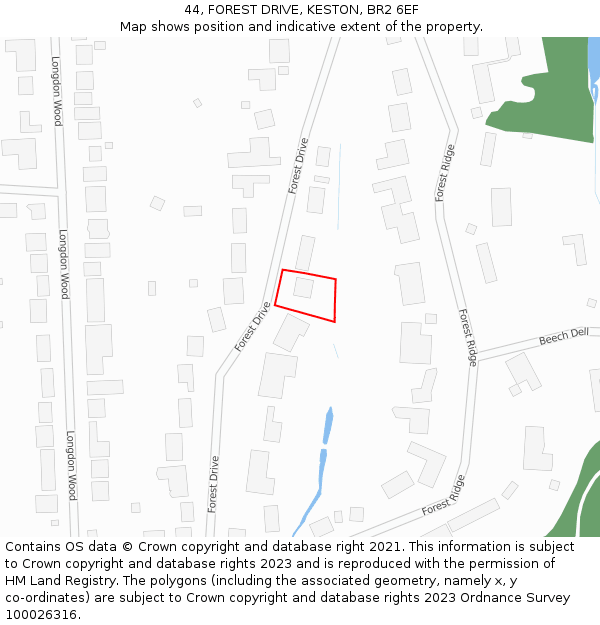 44, FOREST DRIVE, KESTON, BR2 6EF: Location map and indicative extent of plot