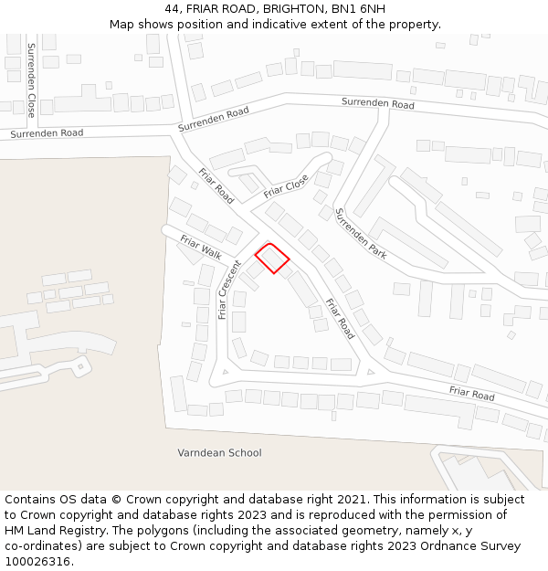 44, FRIAR ROAD, BRIGHTON, BN1 6NH: Location map and indicative extent of plot