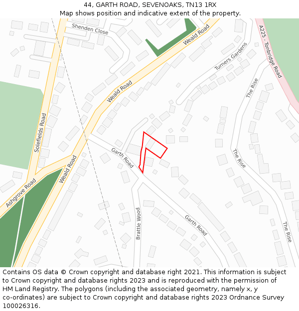44, GARTH ROAD, SEVENOAKS, TN13 1RX: Location map and indicative extent of plot