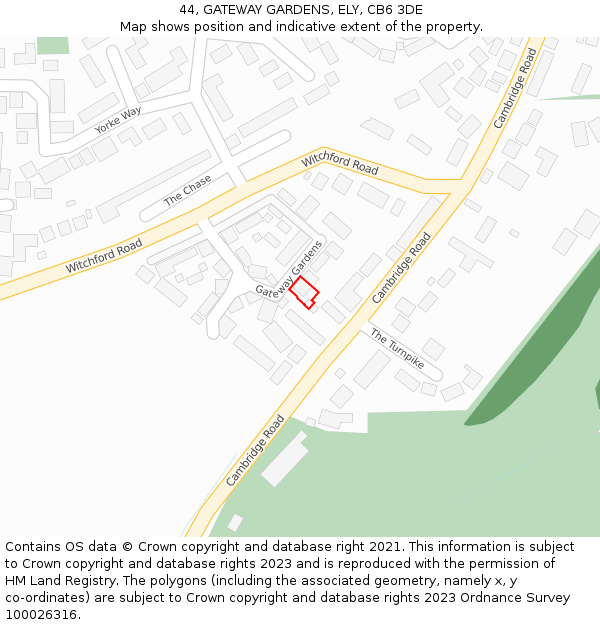 44, GATEWAY GARDENS, ELY, CB6 3DE: Location map and indicative extent of plot