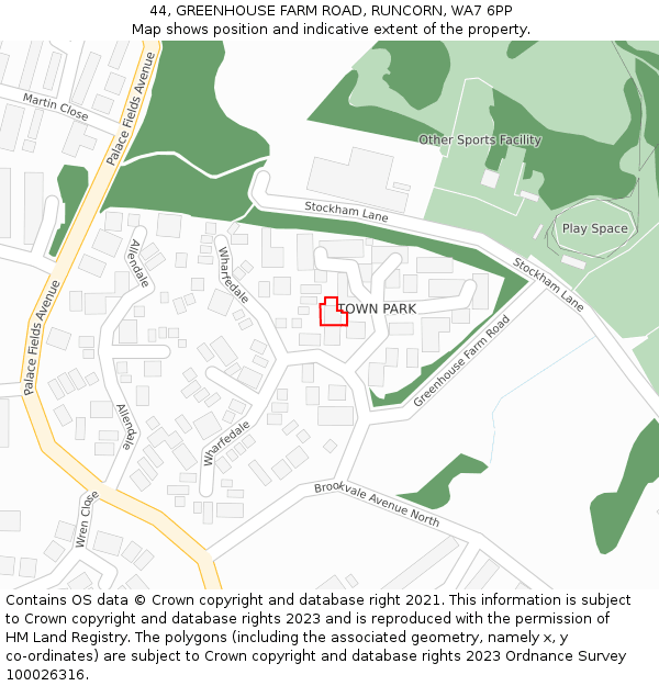 44, GREENHOUSE FARM ROAD, RUNCORN, WA7 6PP: Location map and indicative extent of plot