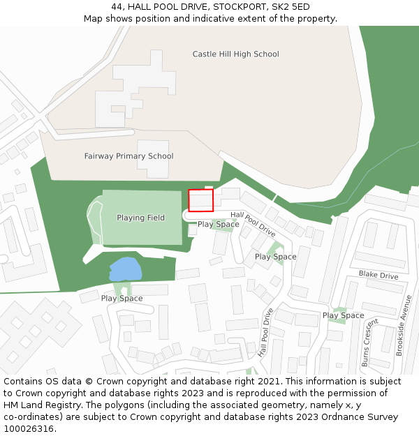 44, HALL POOL DRIVE, STOCKPORT, SK2 5ED: Location map and indicative extent of plot
