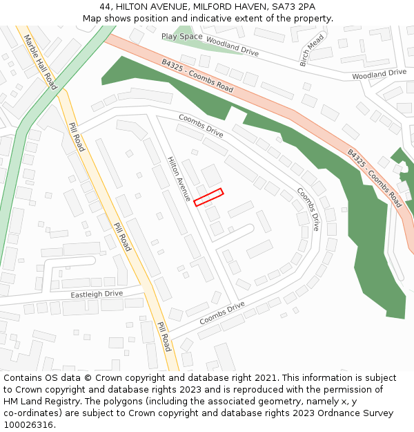 44, HILTON AVENUE, MILFORD HAVEN, SA73 2PA: Location map and indicative extent of plot