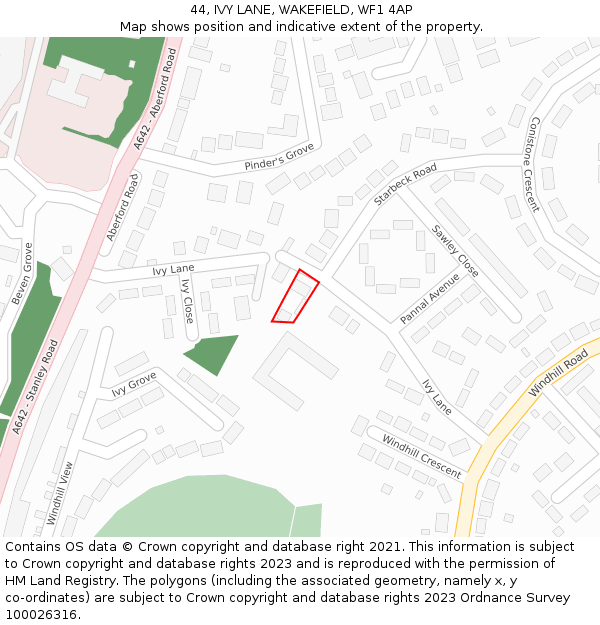 44, IVY LANE, WAKEFIELD, WF1 4AP: Location map and indicative extent of plot