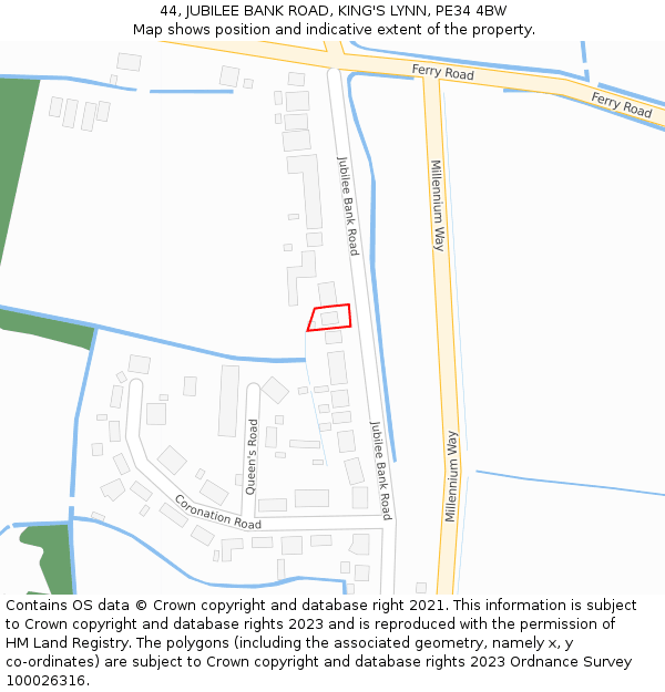 44, JUBILEE BANK ROAD, KING'S LYNN, PE34 4BW: Location map and indicative extent of plot