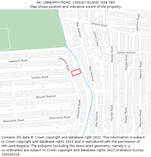 44, LABWORTH ROAD, CANVEY ISLAND, SS8 7BS: Location map and indicative extent of plot