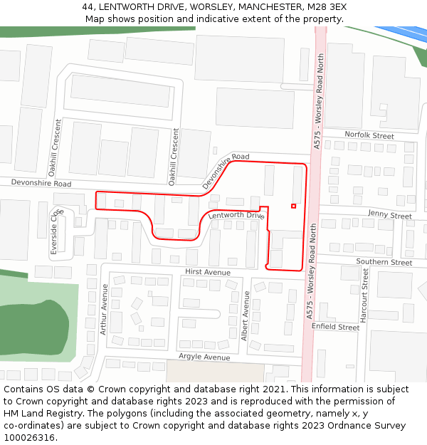 44, LENTWORTH DRIVE, WORSLEY, MANCHESTER, M28 3EX: Location map and indicative extent of plot