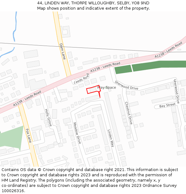 44, LINDEN WAY, THORPE WILLOUGHBY, SELBY, YO8 9ND: Location map and indicative extent of plot