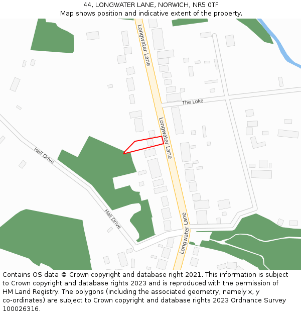 44, LONGWATER LANE, NORWICH, NR5 0TF: Location map and indicative extent of plot