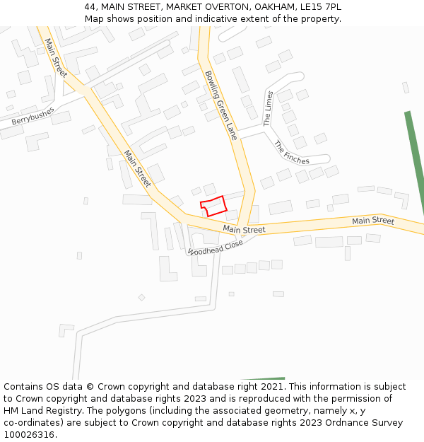 44, MAIN STREET, MARKET OVERTON, OAKHAM, LE15 7PL: Location map and indicative extent of plot