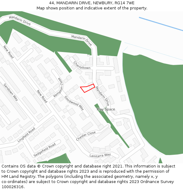 44, MANDARIN DRIVE, NEWBURY, RG14 7WE: Location map and indicative extent of plot