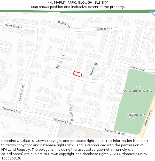 44, MAPLIN PARK, SLOUGH, SL3 8XY: Location map and indicative extent of plot