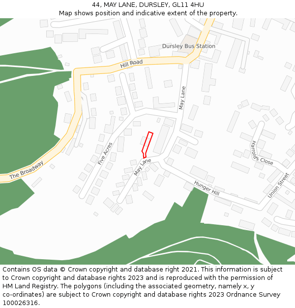 44, MAY LANE, DURSLEY, GL11 4HU: Location map and indicative extent of plot