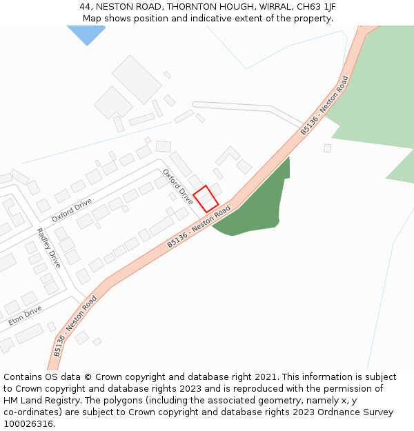 44, NESTON ROAD, THORNTON HOUGH, WIRRAL, CH63 1JF: Location map and indicative extent of plot