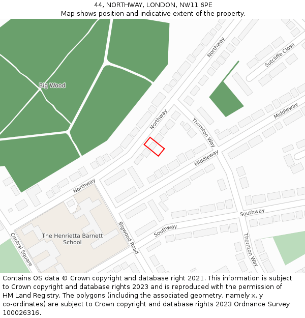 44, NORTHWAY, LONDON, NW11 6PE: Location map and indicative extent of plot