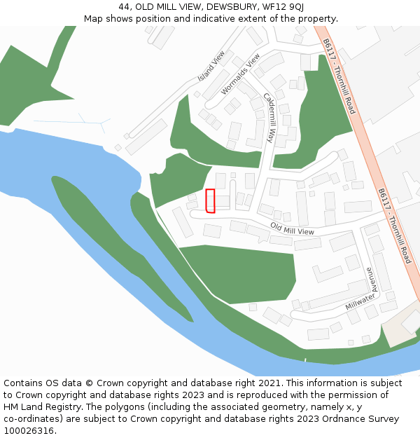 44, OLD MILL VIEW, DEWSBURY, WF12 9QJ: Location map and indicative extent of plot