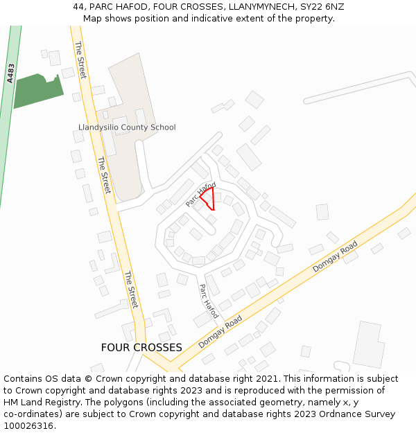 44, PARC HAFOD, FOUR CROSSES, LLANYMYNECH, SY22 6NZ: Location map and indicative extent of plot