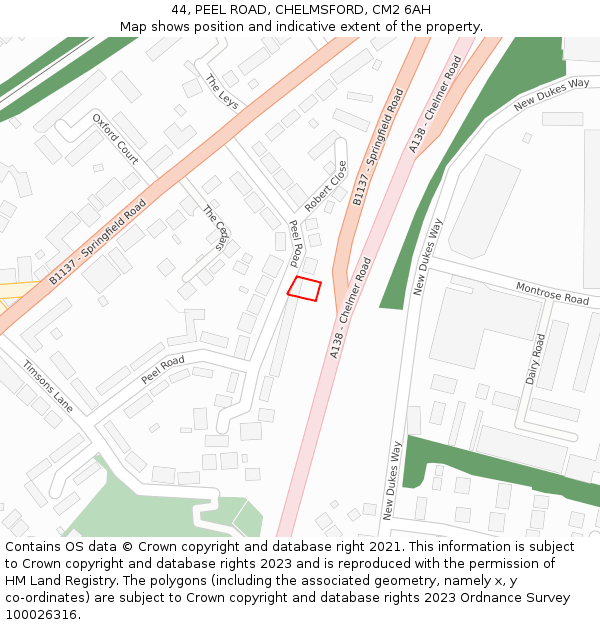 44, PEEL ROAD, CHELMSFORD, CM2 6AH: Location map and indicative extent of plot