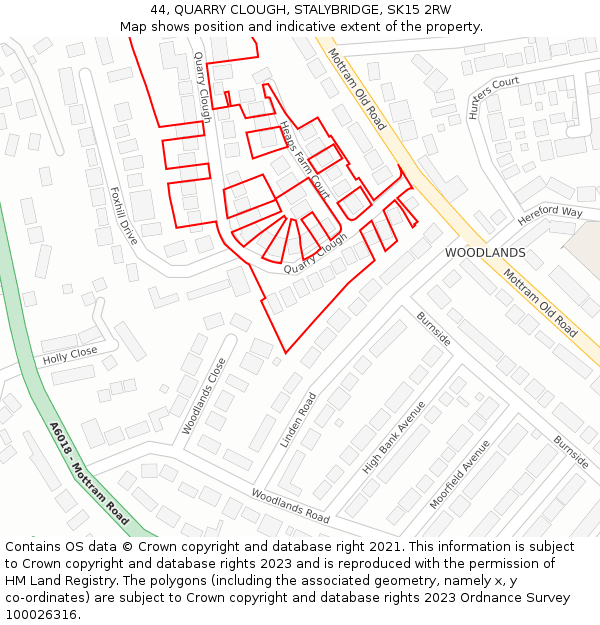 44, QUARRY CLOUGH, STALYBRIDGE, SK15 2RW: Location map and indicative extent of plot