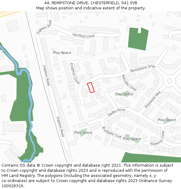 44, REMPSTONE DRIVE, CHESTERFIELD, S41 0YB: Location map and indicative extent of plot