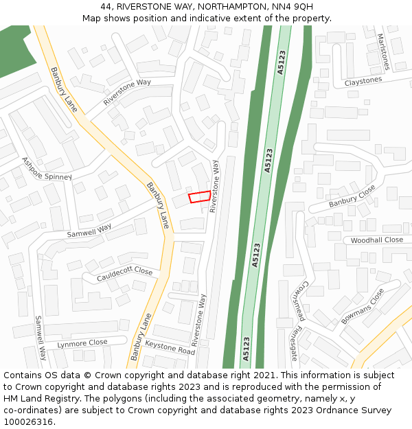 44, RIVERSTONE WAY, NORTHAMPTON, NN4 9QH: Location map and indicative extent of plot