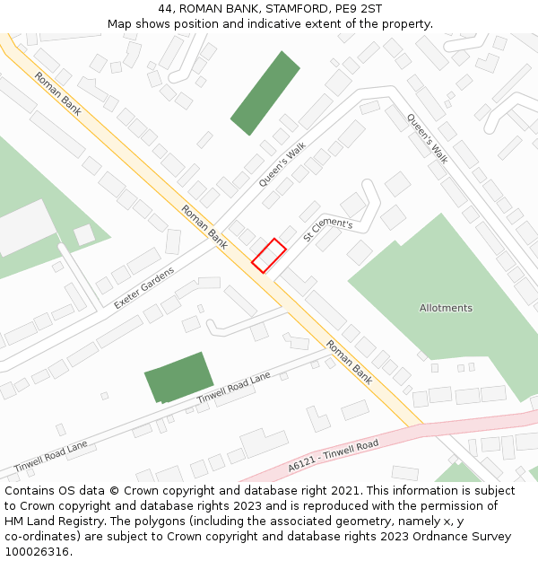 44, ROMAN BANK, STAMFORD, PE9 2ST: Location map and indicative extent of plot