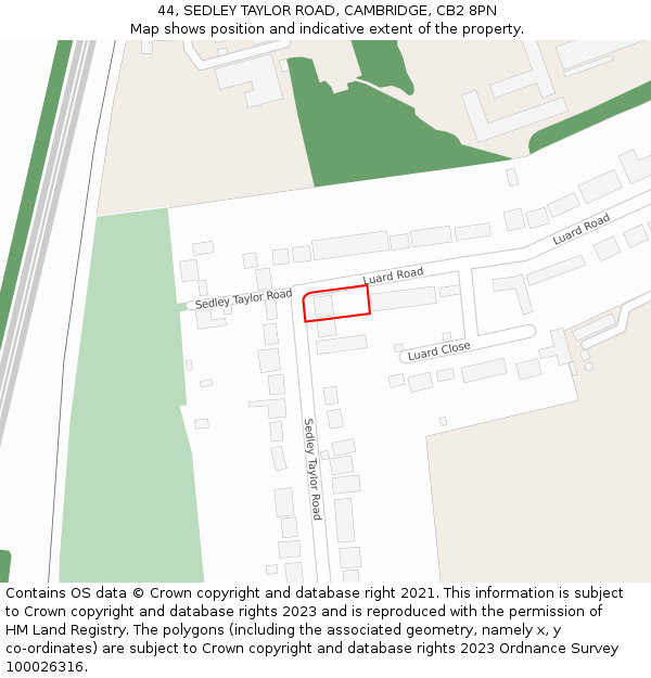 44, SEDLEY TAYLOR ROAD, CAMBRIDGE, CB2 8PN: Location map and indicative extent of plot