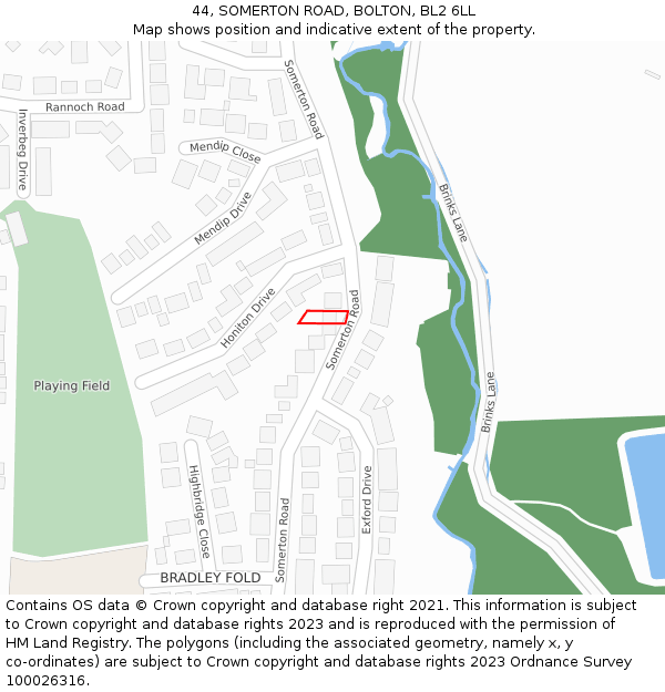 44, SOMERTON ROAD, BOLTON, BL2 6LL: Location map and indicative extent of plot