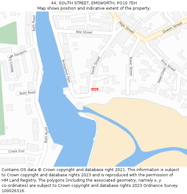 44, SOUTH STREET, EMSWORTH, PO10 7EH: Location map and indicative extent of plot