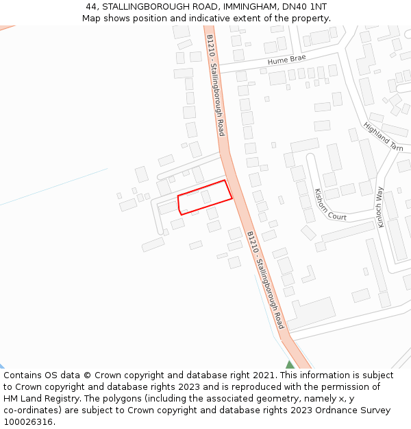 44, STALLINGBOROUGH ROAD, IMMINGHAM, DN40 1NT: Location map and indicative extent of plot