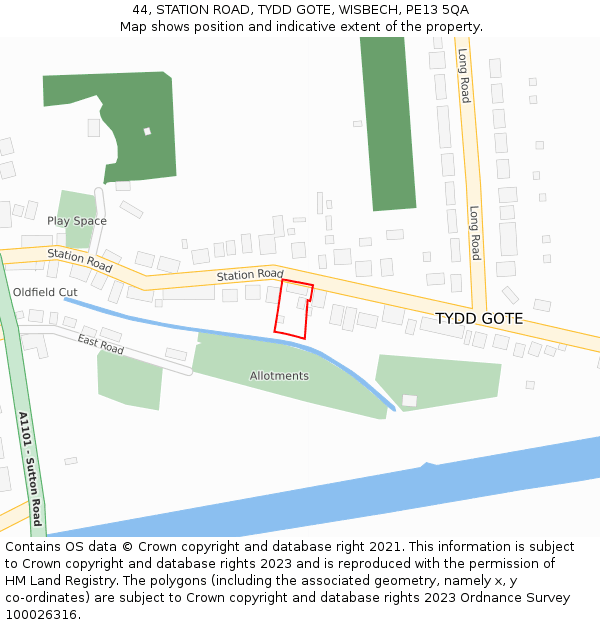 44, STATION ROAD, TYDD GOTE, WISBECH, PE13 5QA: Location map and indicative extent of plot