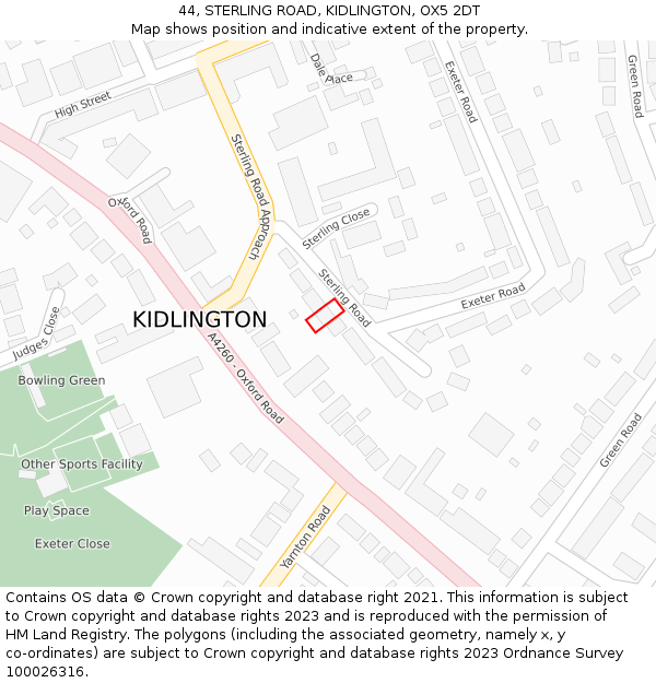 44, STERLING ROAD, KIDLINGTON, OX5 2DT: Location map and indicative extent of plot