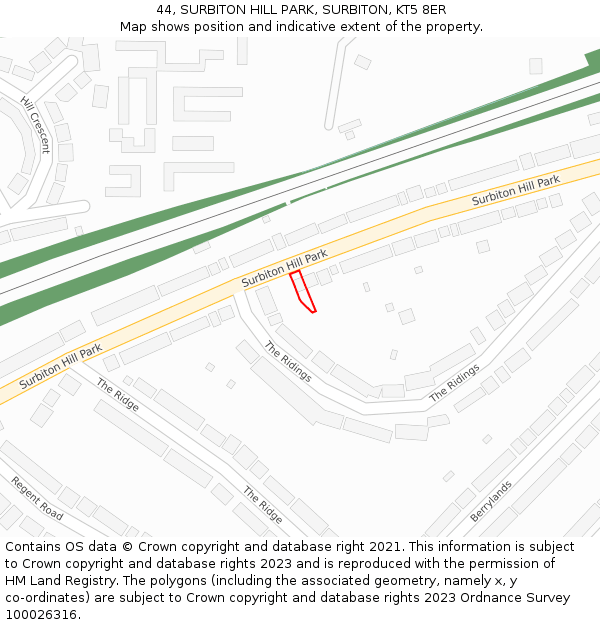 44, SURBITON HILL PARK, SURBITON, KT5 8ER: Location map and indicative extent of plot