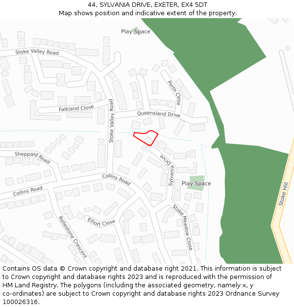 44, SYLVANIA DRIVE, EXETER, EX4 5DT: Location map and indicative extent of plot