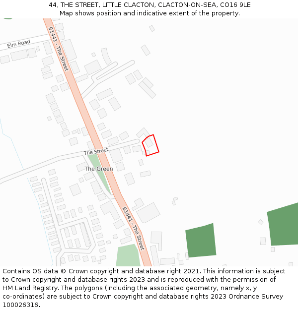 44, THE STREET, LITTLE CLACTON, CLACTON-ON-SEA, CO16 9LE: Location map and indicative extent of plot