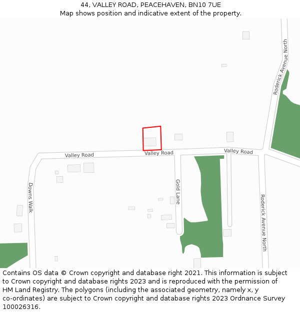 44, VALLEY ROAD, PEACEHAVEN, BN10 7UE: Location map and indicative extent of plot