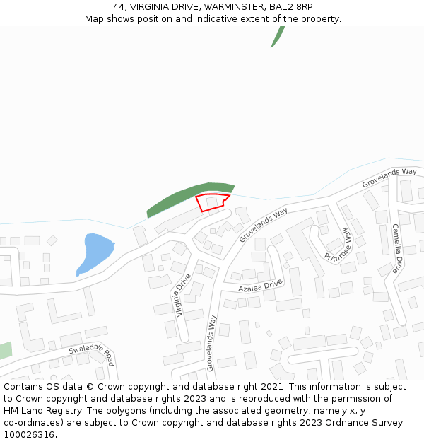 44, VIRGINIA DRIVE, WARMINSTER, BA12 8RP: Location map and indicative extent of plot