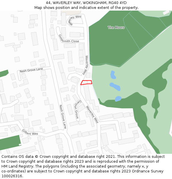 44, WAVERLEY WAY, WOKINGHAM, RG40 4YD: Location map and indicative extent of plot
