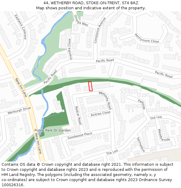 44, WETHERBY ROAD, STOKE-ON-TRENT, ST4 8AZ: Location map and indicative extent of plot
