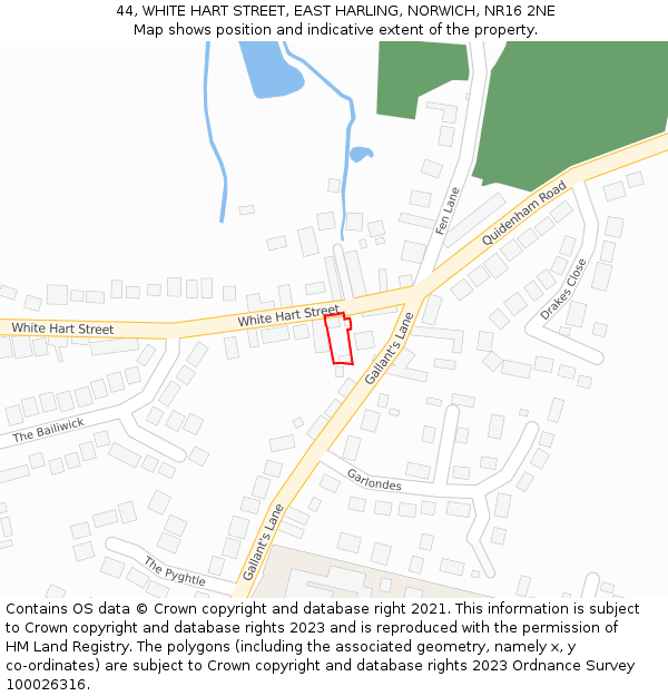44, WHITE HART STREET, EAST HARLING, NORWICH, NR16 2NE: Location map and indicative extent of plot