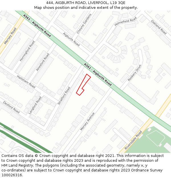 444, AIGBURTH ROAD, LIVERPOOL, L19 3QE: Location map and indicative extent of plot